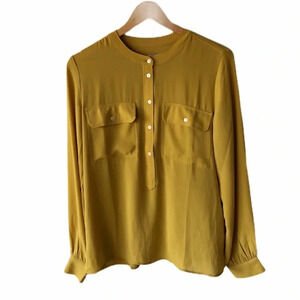 Loft Long Sleeve Mustard Utility Blouse, Small
